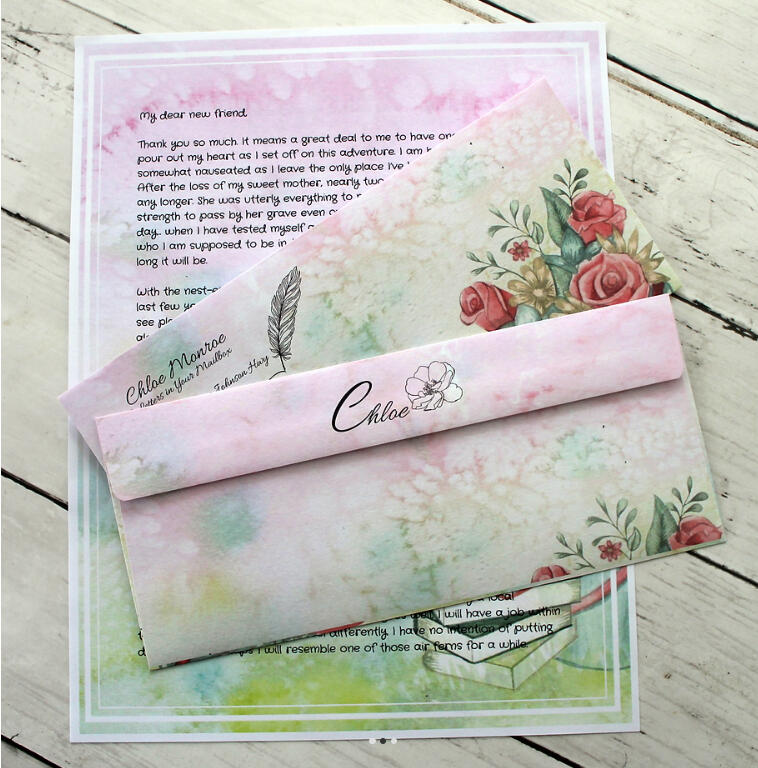 Chloe's Stationery Chloe Monroe’s floral custom stationery featuring printed letter and matching envelope.